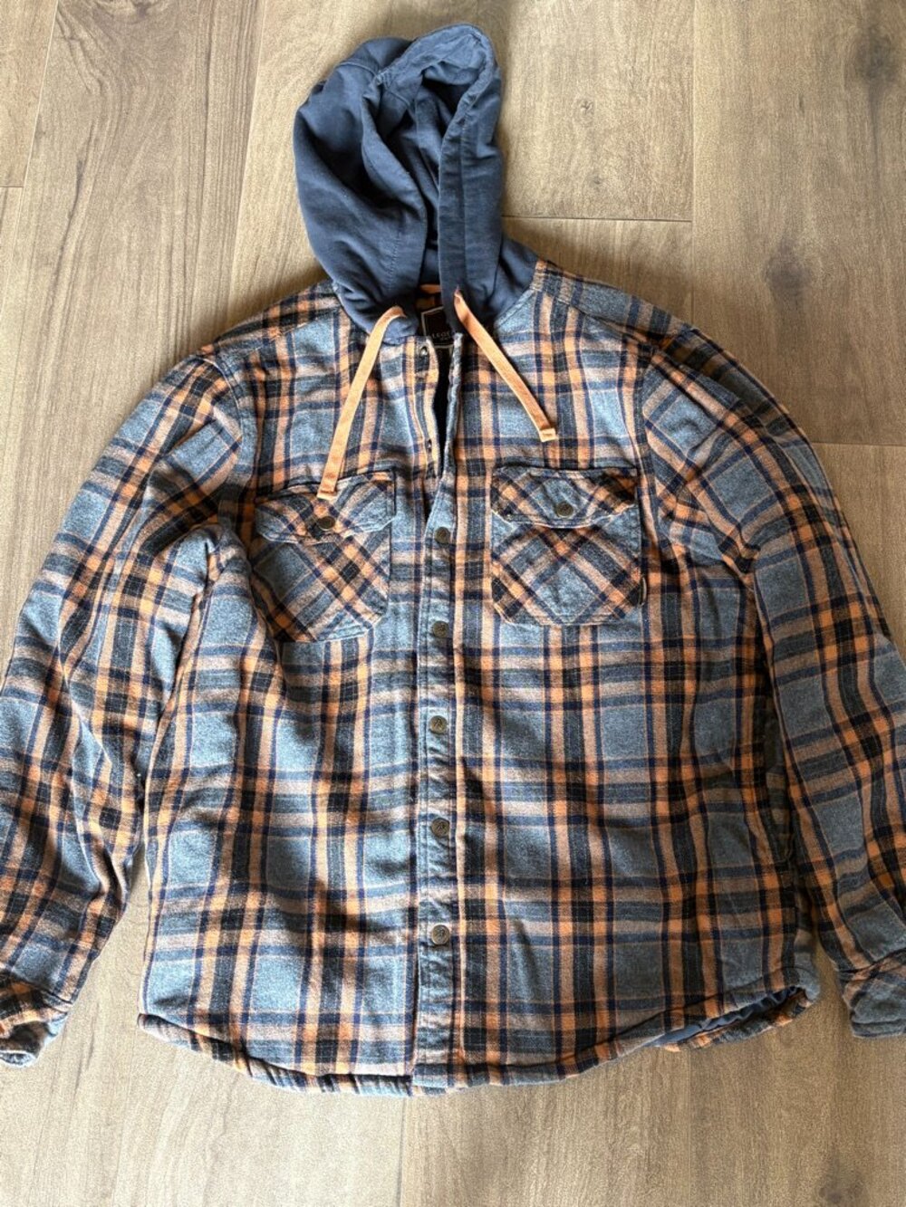 Mens Legendary Outfitters Quilted Plaid Hoodie Jacket, Size M